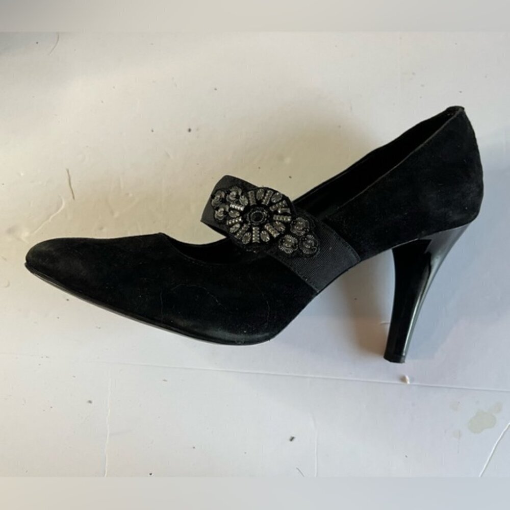Tahari Women’s Black Suede Mary Jane Heels | Style: Eva | Size 8.5M